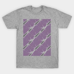 Dark gray oblique stripes on a lilac background, abstraction T-Shirt